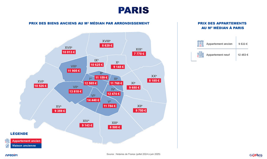 Carte des prix des biens anciens dans le Grand Paris