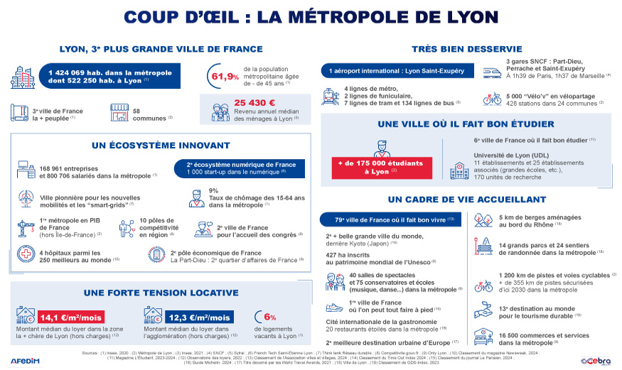 Infographie coup d’œil des atouts de l’immobilier à Lyon.