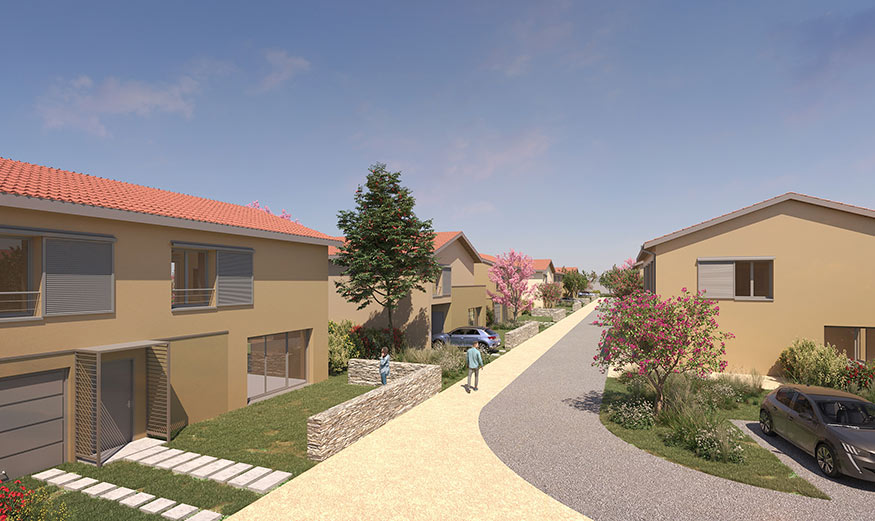 Perspective du programme L’Ecrin du Centre à L’Isle-d’Abeau (38)