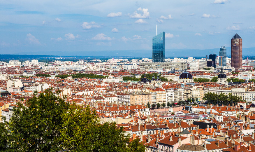 Vue aérienne de la ville de Lyon
