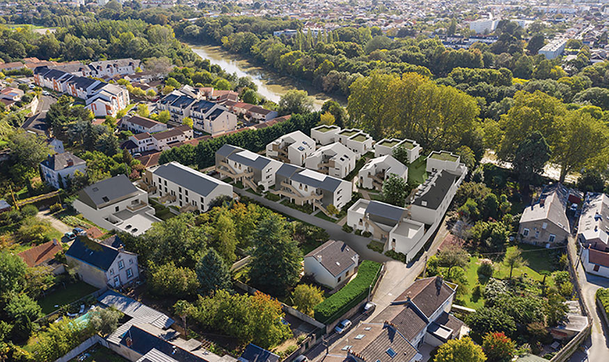 Maquette du programme d’Ataraxia Sèvre Rive Droite à Nantes