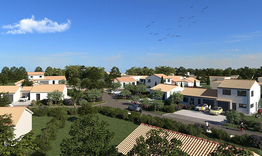 Perspective de la ZAC de Bassamards et du Bois Rousseau à Saint-Augustin (17)